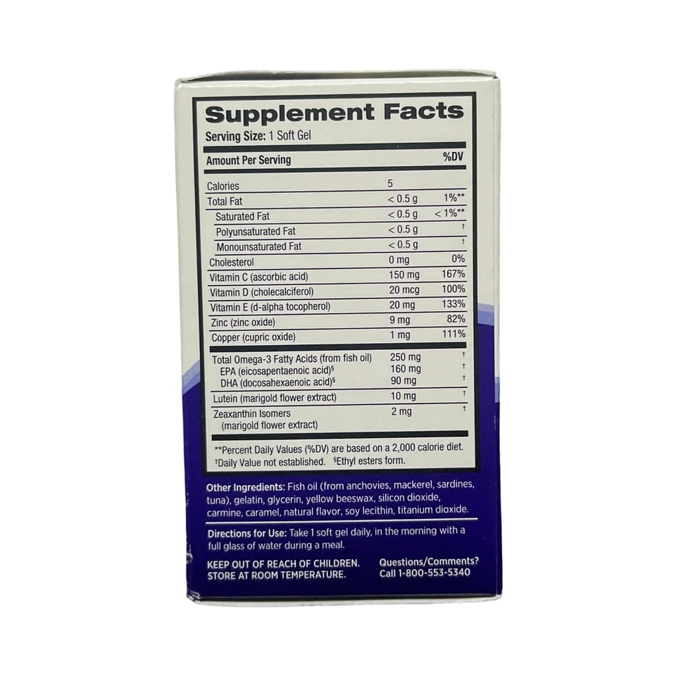 Vitaminas y minerales Bausch + Lomb Ocuvite Eye Performance, 30 geles suaves - 06/2026 Foto 2 de 3