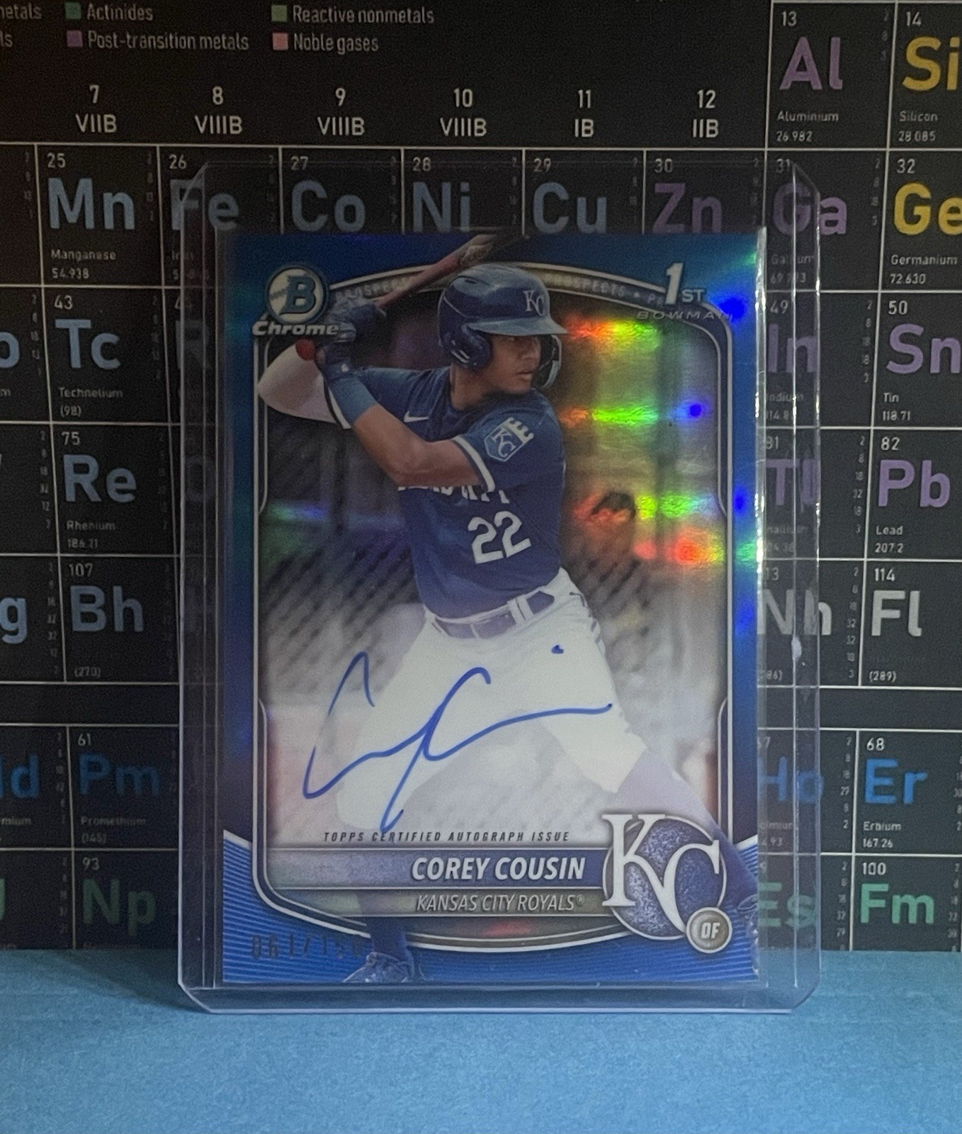 2025 Bowman Chrome Corey Cousin True Blue Refractor Auto /150 #CPA-CCO Royals