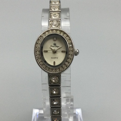 Premier Designs Watch Womens 19mm Silver Tone Crystal Bracelet New Battery 7''
