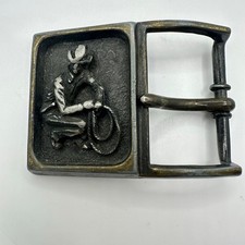 Chambers Phoenix vintage nickle silver brass Southwestern cowboy belt buckle