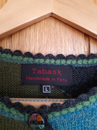 Tabask Hand Made In Peru Mehrfarbig Strickjacke Alpaka Wollmischung Größe L - Bild 2 von 7