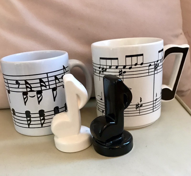 Vintage 1980s Musical Notes SET Salt & Pepper Shakers Japan 2 Cups Waechtersbach