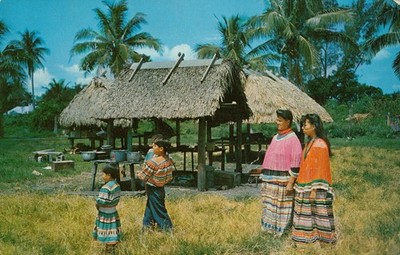 Florida Seminole Indians in Colorful Native Costumes Postcard