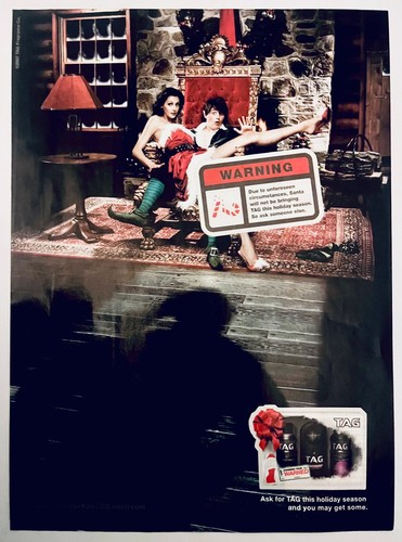 Vtg TAG Body Spray Print Ad - Humorous Christmas Santa Theme Original '07 8x11"
