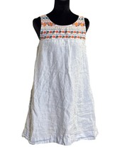 C&C California Womens Blue 100% Linen Embroidered Boho Shift Dress Size Small