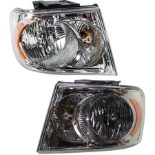 Headlight Set For 2007-2009 Dodge Durango Left and Right Chrome Housing 2Pc