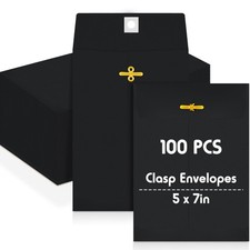 100 Pcs 5x7 Inch Clasp Manila Envelopes for Weddings, Invitations, and Mailing