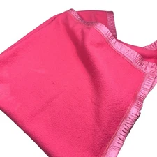 Vintage 1940/50s Pepto pink wool blanket 64 x 76 satin binding surrounding