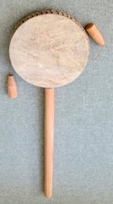 Vintage Hand Shaped Rawhide Kenya Africa Spin Twist Drum