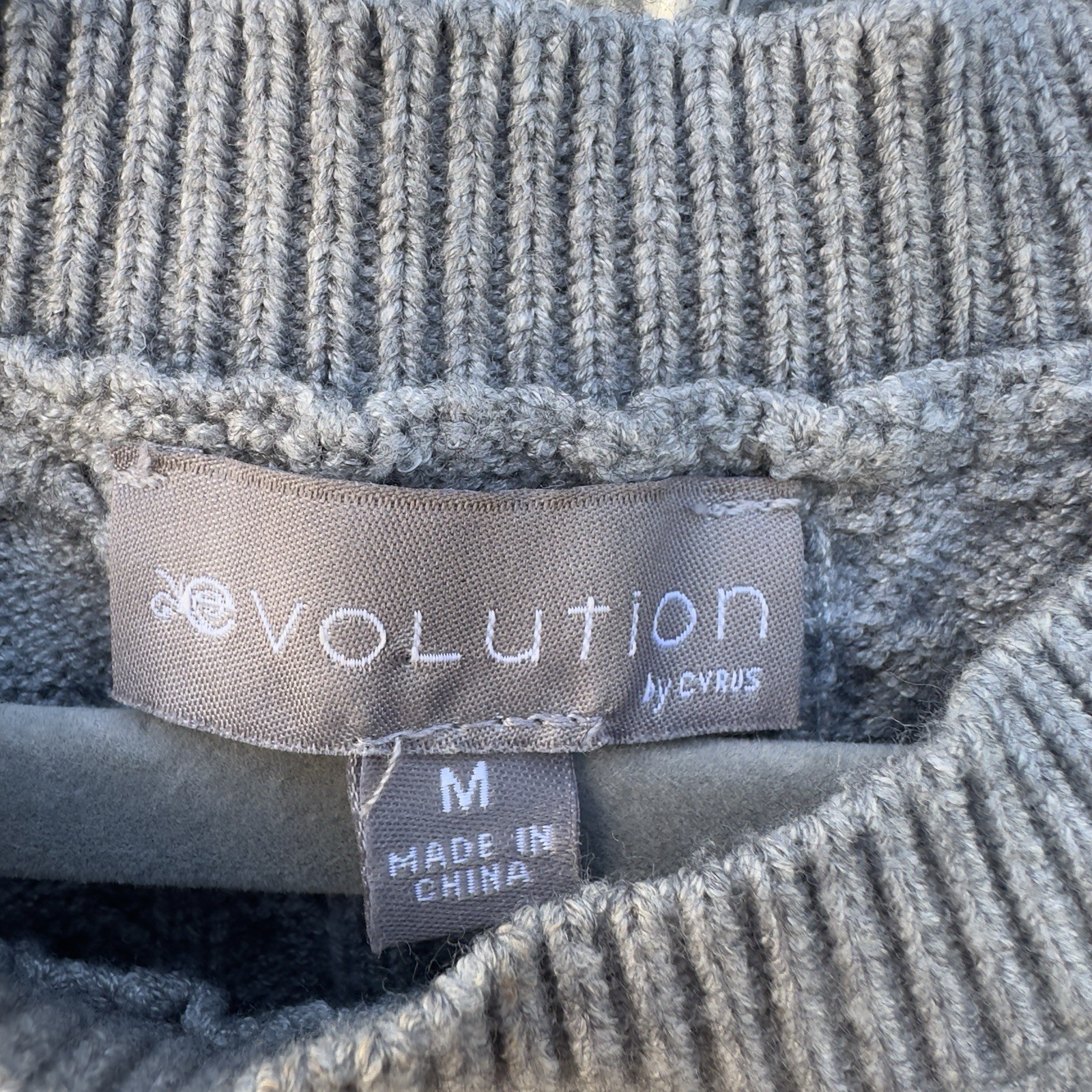Evolution Grey Cable Knit Asymmetrical Crewneck S… - image 4