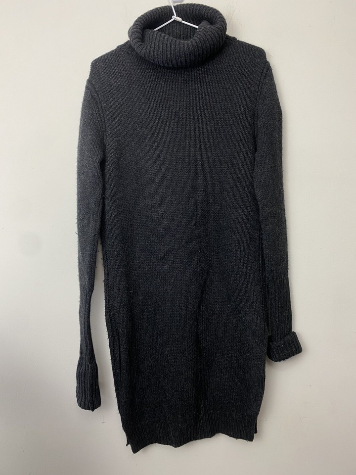 Country Road Jumper Tunic Size M Alpaca, Wool Blend Roll Neck Charcoal Grey