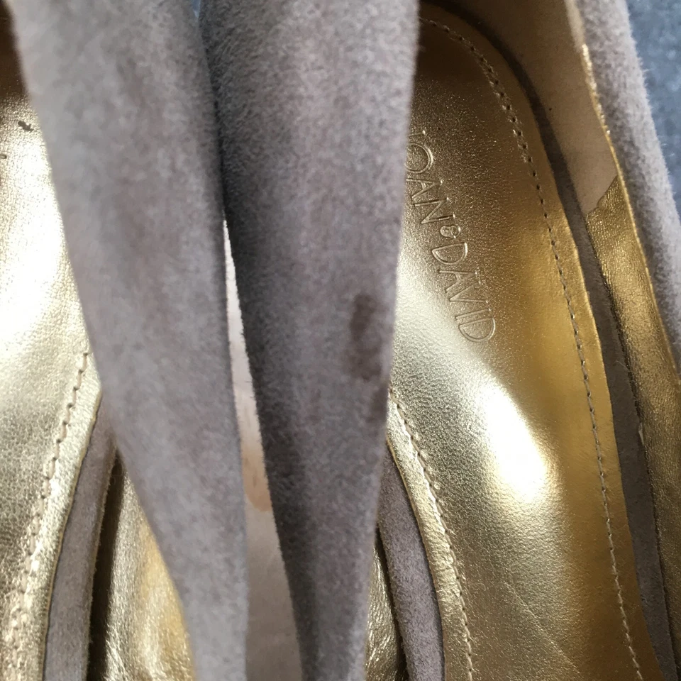 Joan And David Heels Womens 7.5 M Stiletto Back Zip Platform Pumps Taupe Suede - Image 4 of 4