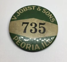 V Jobst & Sons Peoria Illinois Employee Badge Button Pin (P55)