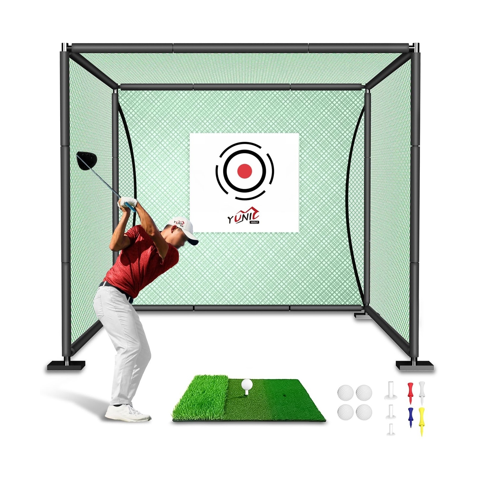 YUNIC Golf Driving Cage with Steel Frame, Golf Nets for Backyard