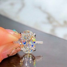 Anello di Fidanzamento Oro Bianco 18K 3,50 Ct IGI Coltivato in Laboratorio Di...