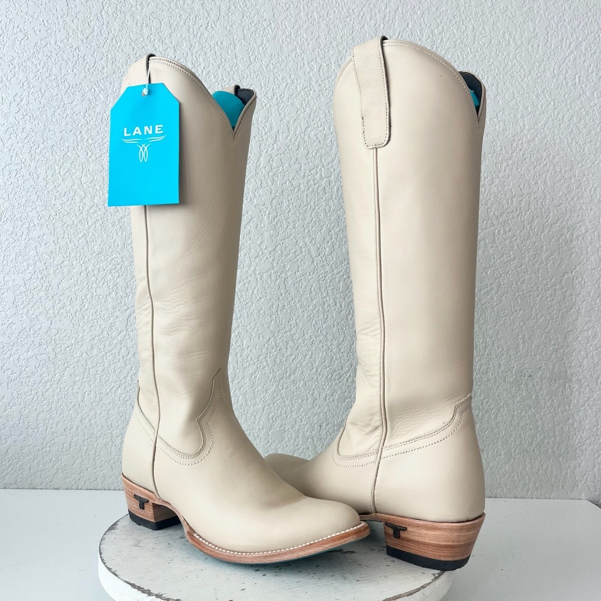 Lane PLAIN JANE Womens Cowboy Boots Pale Ivory Western Cowgirl Mid Calf  Tall