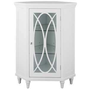 Florence Corner Floor Cabinet With Gl Door In White For Corner Floor Cabinet With Gl Door