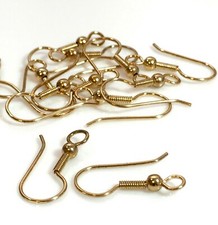 24 Pcs-Ear Wires 12K Gold Plated Earring Hooks Coil Fishhook With Ball 21 Gauge