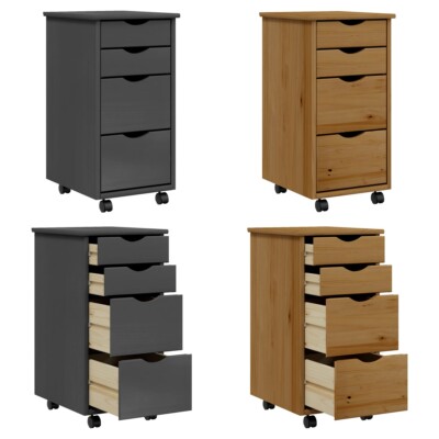 Rollschrank mit Schubladen MOSS Massivholz Kiefer Schubladenwagen Schrank neu