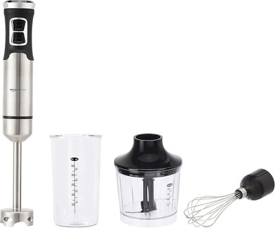 Amazon Basics 500 Watt Multi-Speed Immersion Hand Blender with Silver 