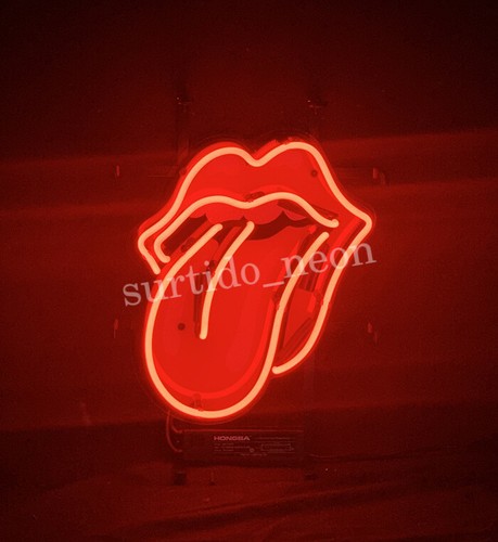 Letrero de luz de neón acrílico y vidrio Rolling Stones arte de pared regalo de 14 pulgadas - Imagen 2 de 4