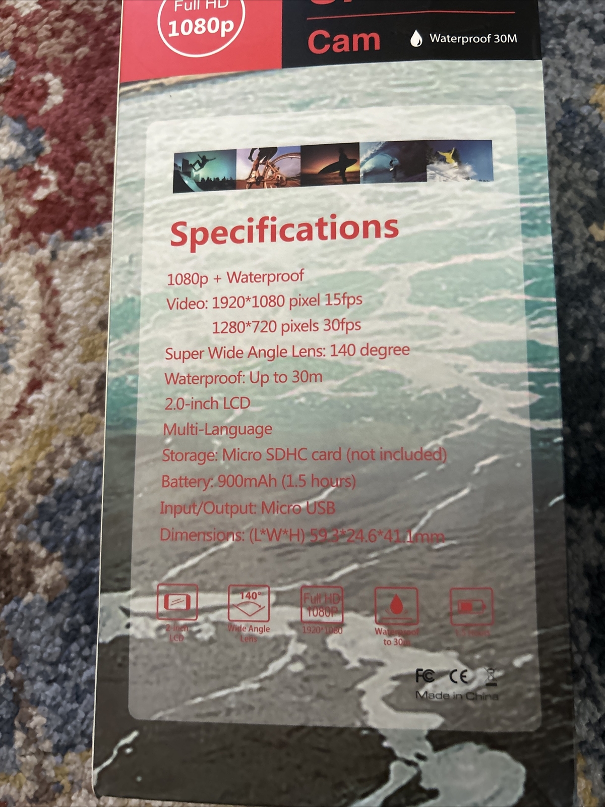 Clip on waterproof sports camera