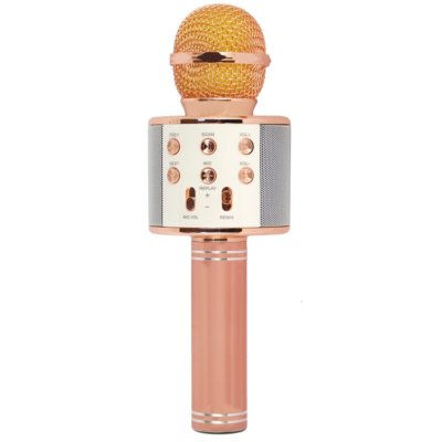 MICROFONO PER KARAOKE COLORE ROSA CANTO MUSICA WIFI WIRELESS BLUETOOTH ...