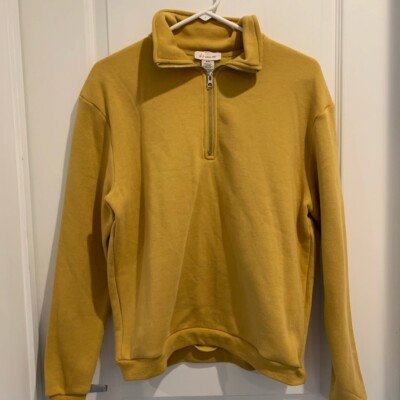 if it were me Womens S/C Mustard Half Zip Sweat Shirt Pullover Fall Casual
