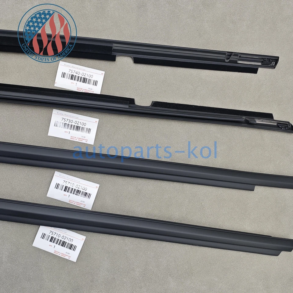 New 4PC Weather Strips Window Moulding Trim For 2003-2008 Toyota Corolla Foto 3 de 4