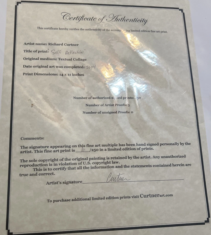 Arte Richard Curtner “Autorreflexión” Muy Raro Número 111 de 250 Foto 3 de 3