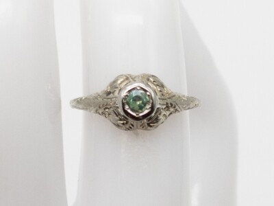 Antiker filigraner Ring 20er Jahre natürlicher alter Euro Alexandrit 18 Karat Weißgold