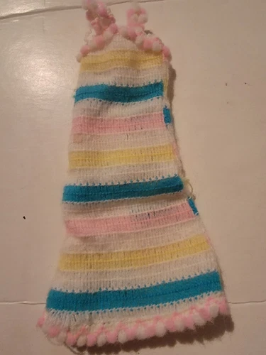 Vintage Barbie Ken Skipper Doll Accessory Clothing Knit Multi Color Dress VTG