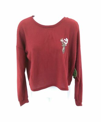 Riley & James Womens Burgundy Christmas Top Size Small