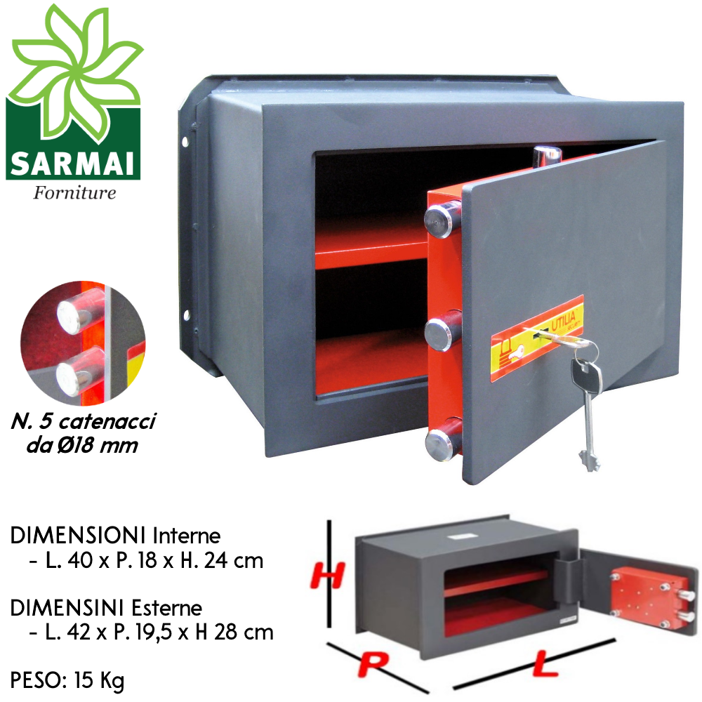FP-TECH Cassaforte Elettronica Da Incasso A Muro Con Chiave - Bianca - Foto 9