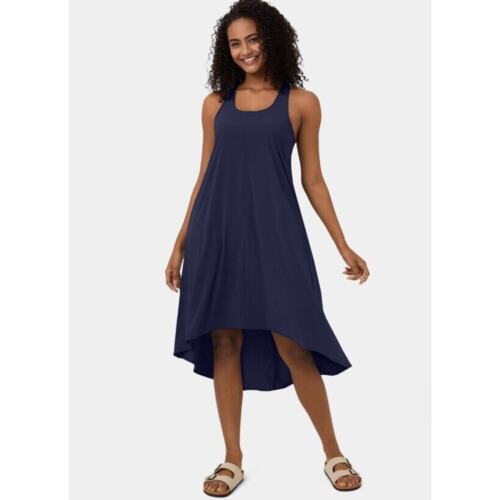 Halara Breezeful Racerback Pocket High Low Flowy Midi Quick Dry Dress Blue M NEW