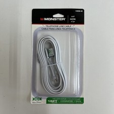 Monster Telephone Line Cable 15  White 140096-00 4-Conductor With Modular Plugs
