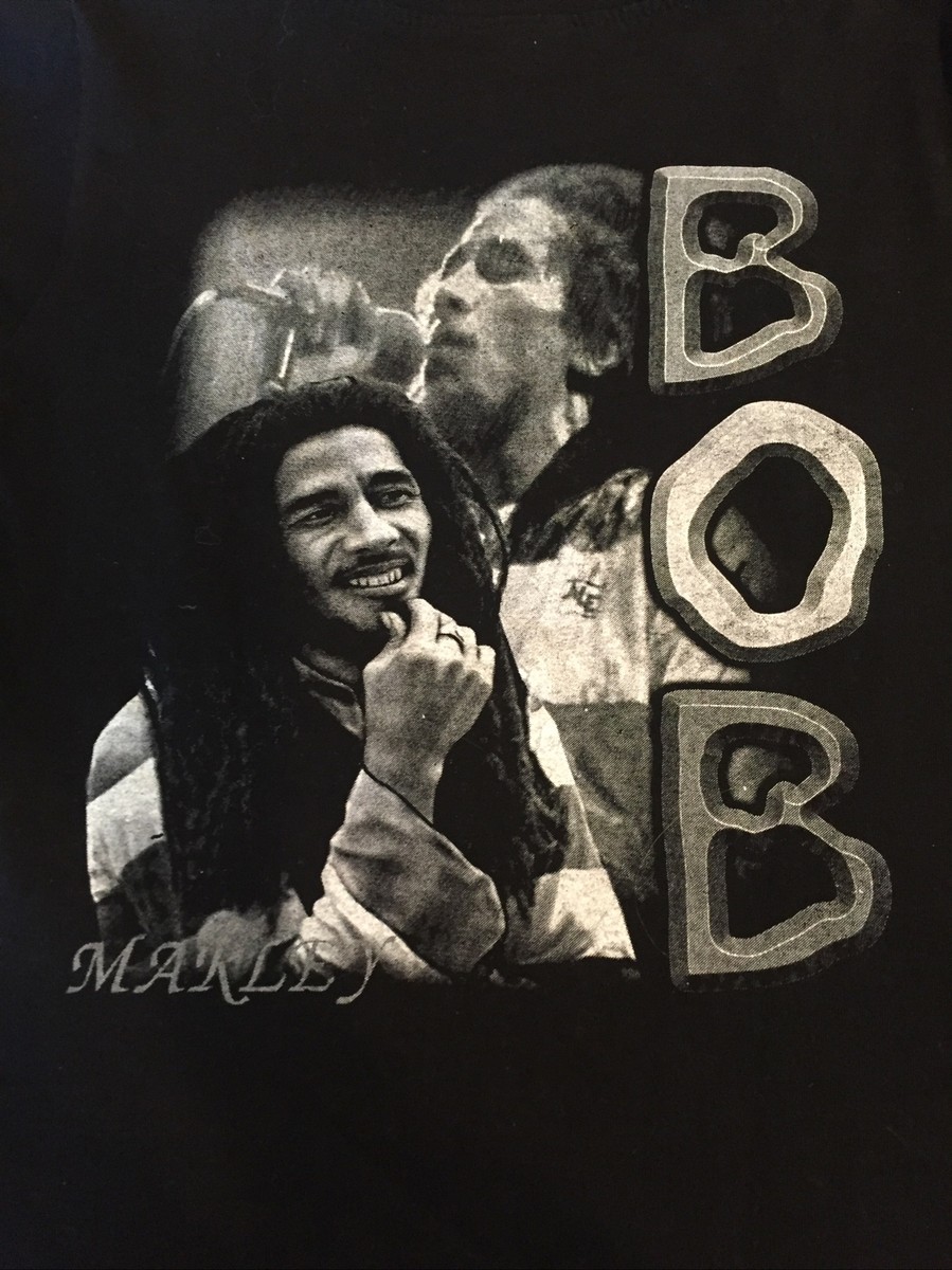 Bob Marley Reggae Rasta BOYS XL Black Graphic T Shirt Both Sides