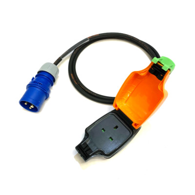 16Amp Stecker auf 13Amp IP54 Außensteckdose Adapter Schwerlast Konverter Fly Lead