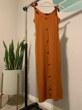 Pretty Little Thing Orange Summer Vacation Button Down Dress S