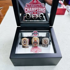 Ohio State Buckeyes National Championship 3 Rings  With Box Set Size 11