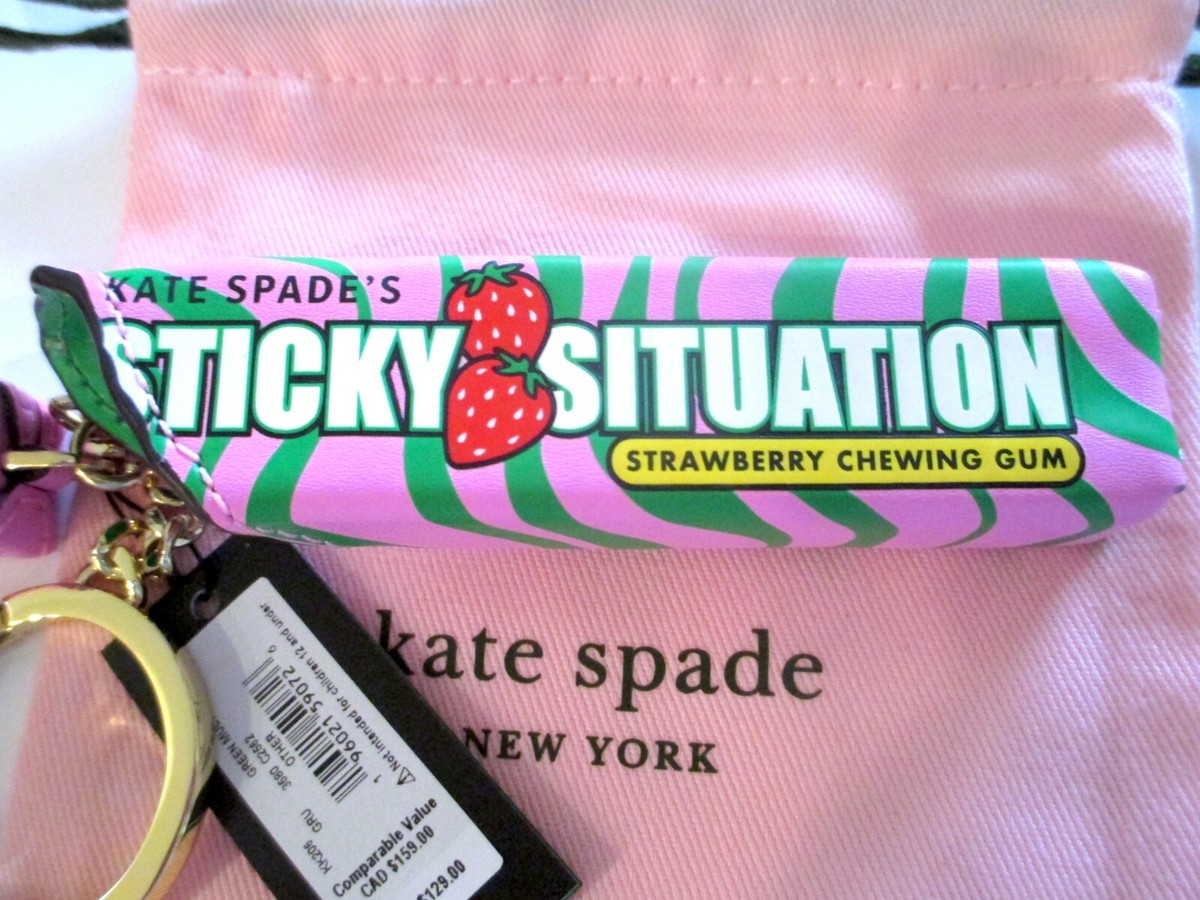 NWT Kate Spade Sticky Situation Chewing Gum Key Fob Chain Keychain