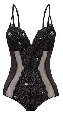 ''Top Qualiät'' Gossard sexy Glitter Push-Up Body schwarz