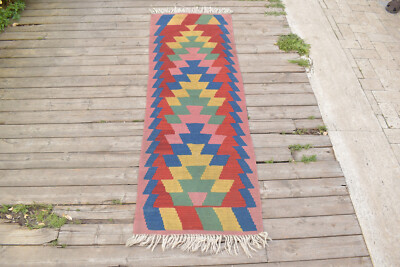 Turkish Kilim Rug 22''x64'' Oriental Rug Runner 1x5 Kilim Corridor Kilim Hallway