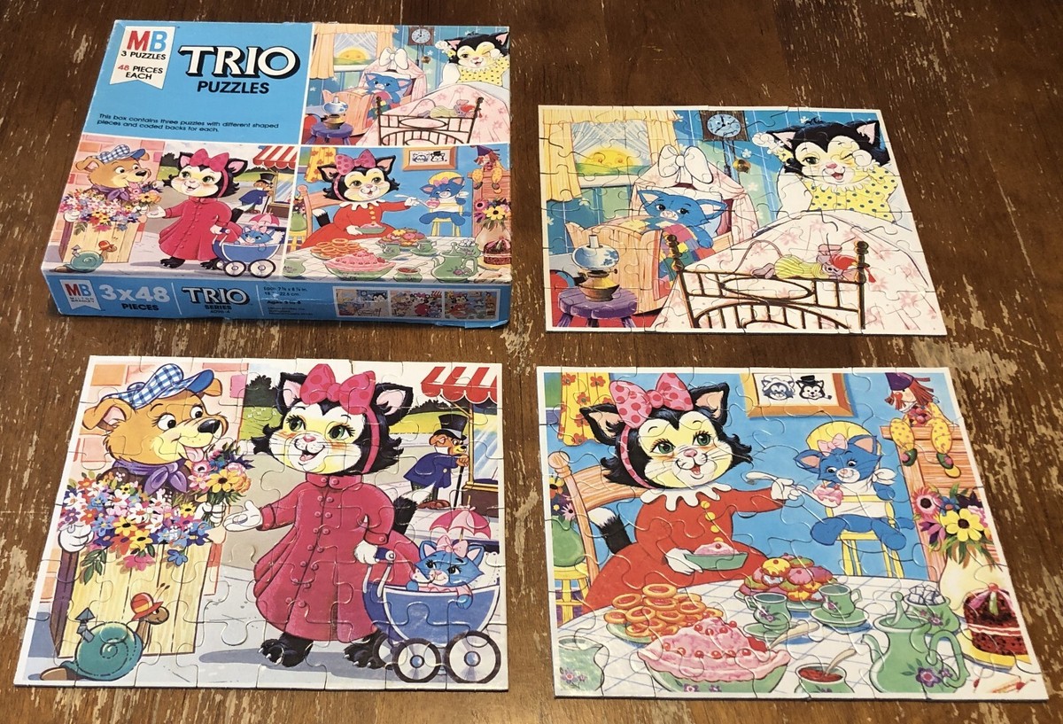Vintage 1979 Milton Bradley TRIO PUZZLES Children PUZZLE Set of 3