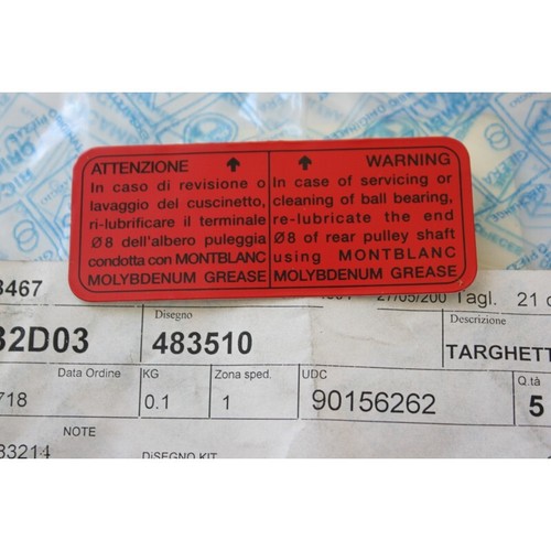 Transmission case warning decal Piaggio Liberty 4T 50