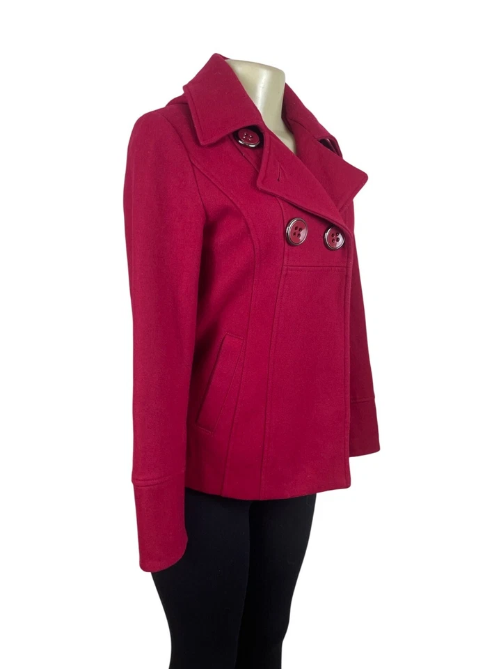 Chaqueta de chaquetón Guess Jeans para mujer roja con capucha con detalles de botones y bolsillos talla XS Foto 2 de 4