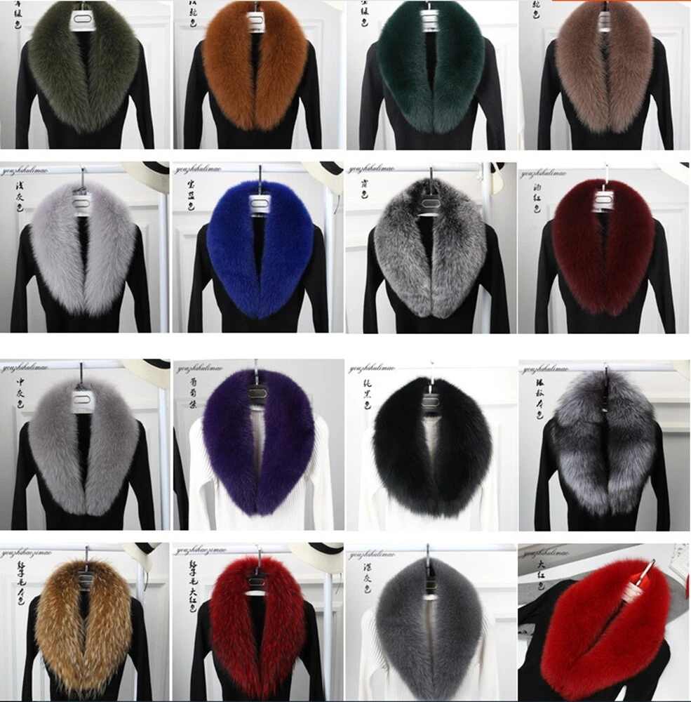 Genuine Real Fur Collar Womens Scarf Shawl Wrap Stole Warm Neck Warmer