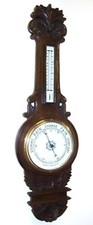 GRAND Antique Carved Oak Aneroid Banjo Barometer (b53)