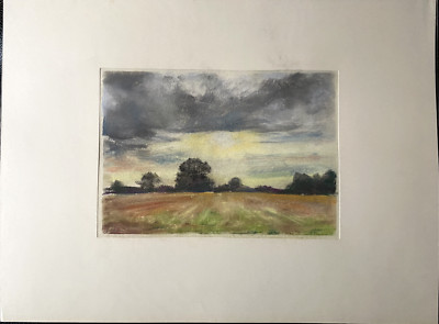 FRANZ EHMKE * 1928-2018 GDR PAINTER ° FIELDS MEADOWS DUSK BLANKENFELDE PASTEL