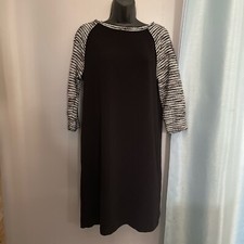 Loft Black White Tweed Contrast Shift Dress 3/4 Sleeves size 8